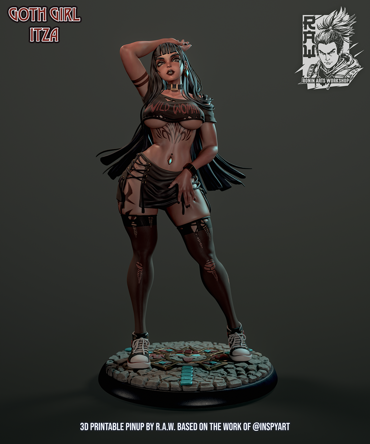 Goth Itzel Pinup 3d Printed Model Kit NSFW