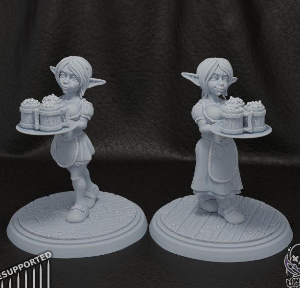 Goblin Girl Waitress 3d Printed Miniature 50mm