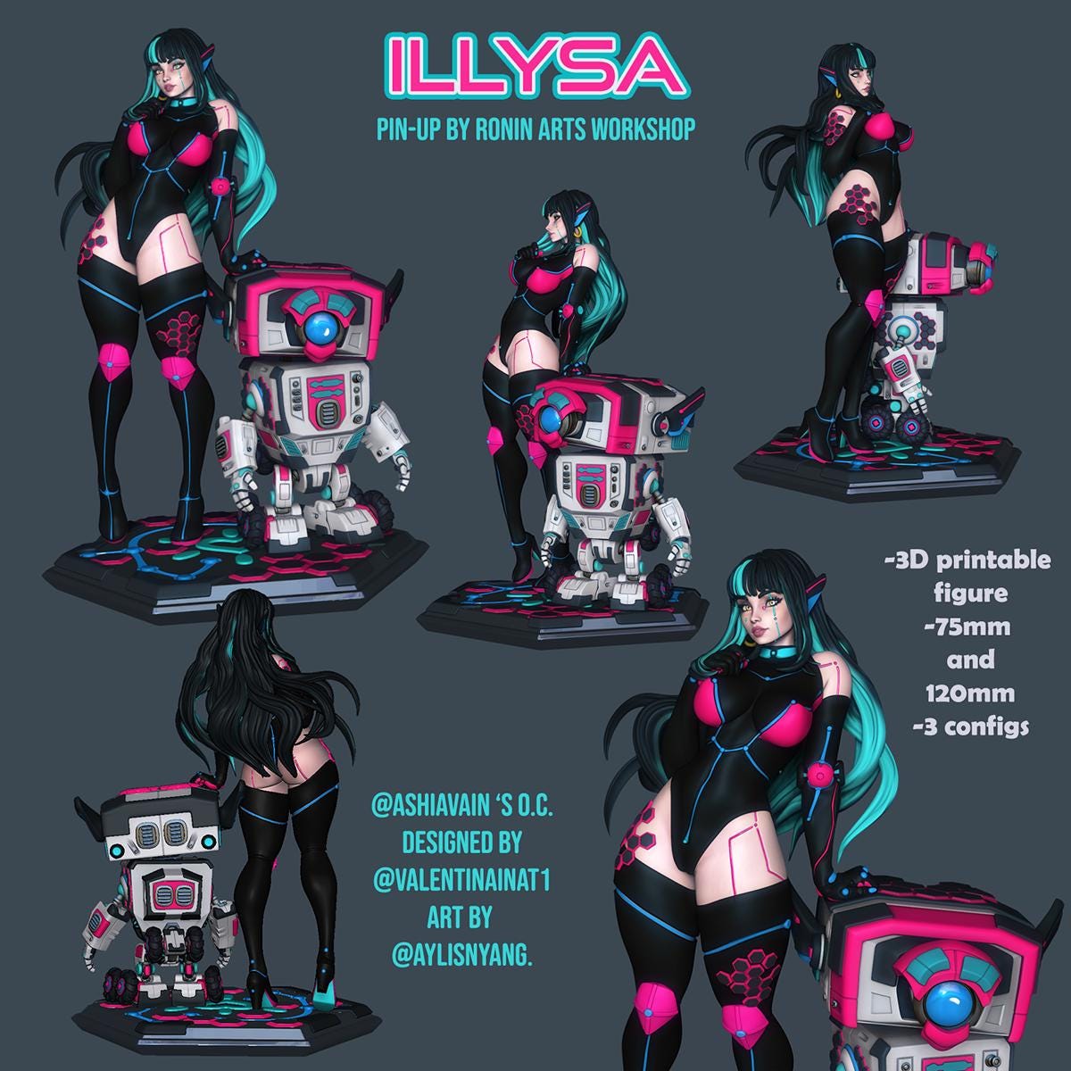 Illysa Cyberpunk Pinup 3d Printed Model Kit