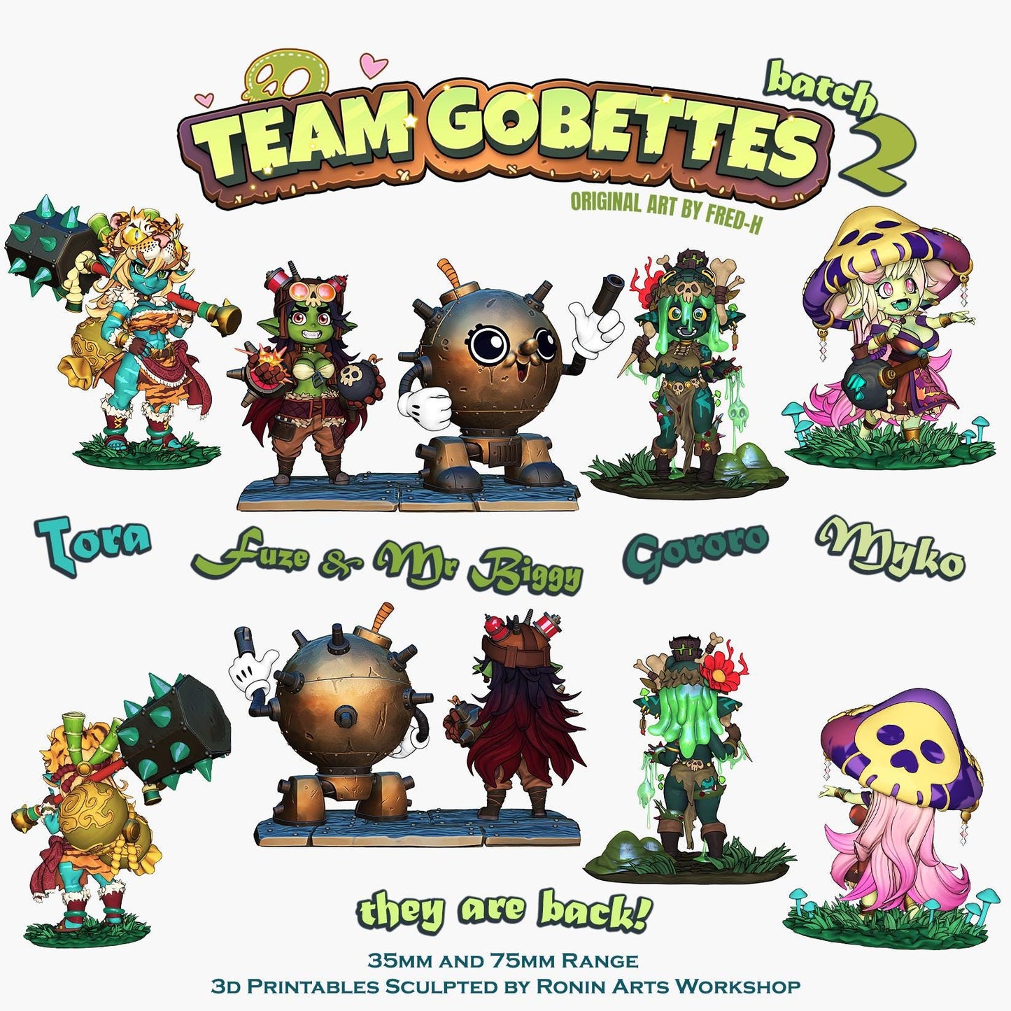 Goblin Girls Set Two 3d Printed Miniatures 75mm