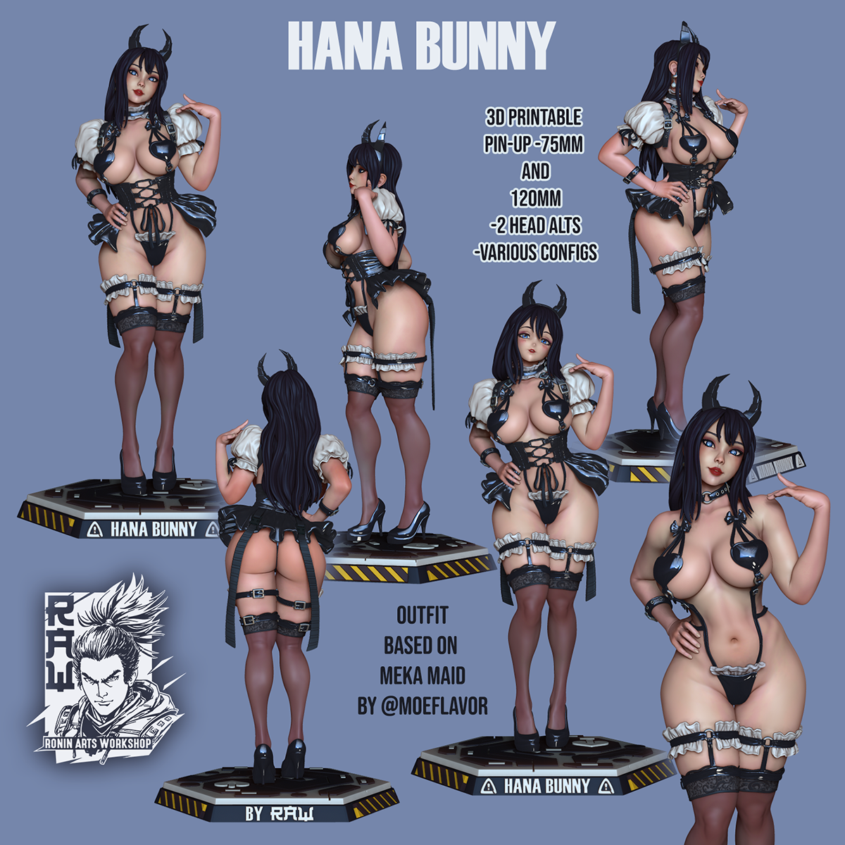 Maid Bunny Pinup 3d Printed Model Kit NSFW