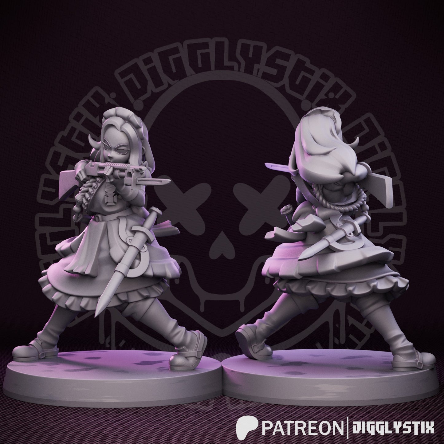 Battle Maids 3d Printed Miniatures