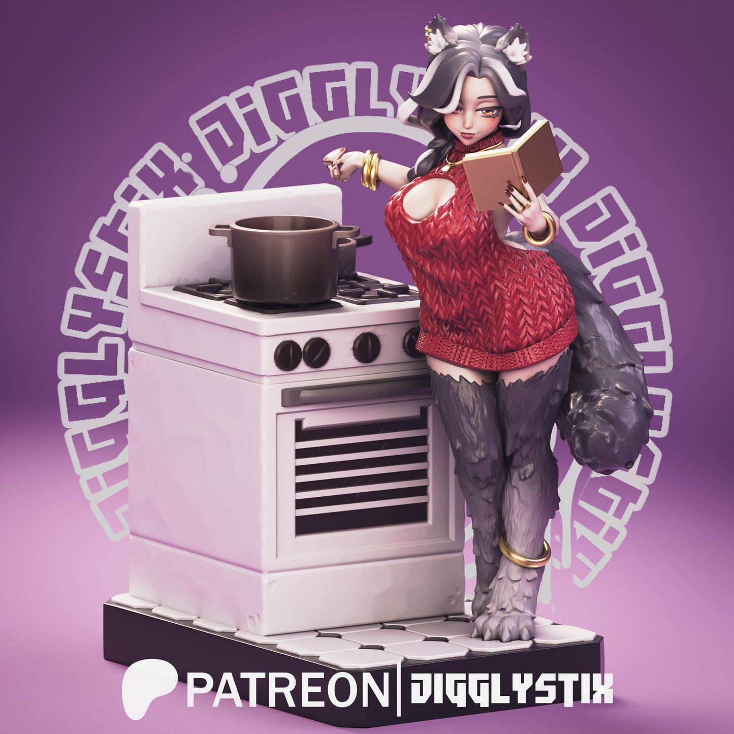 Werewolf Milf 3d Printed Model Kit TikTok Display