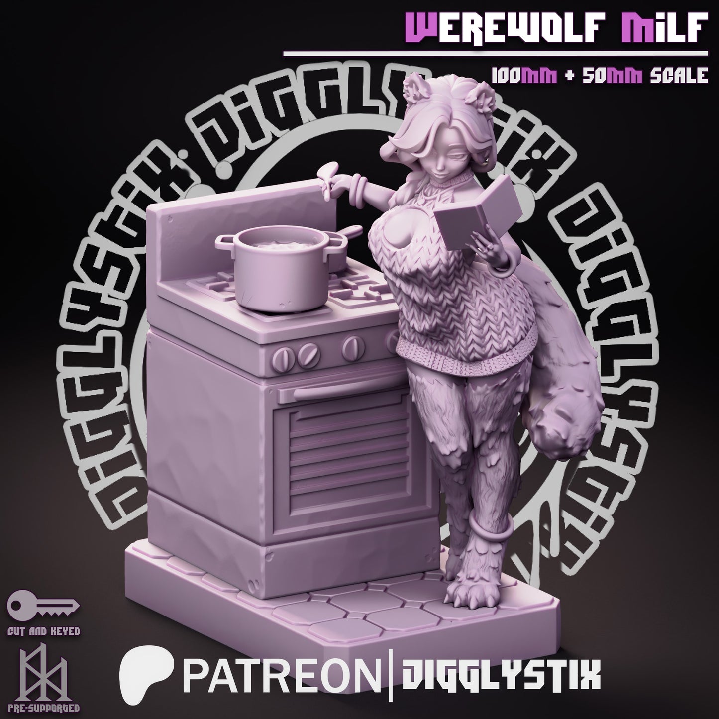 Werewolf Milf 3d Printed Model Kit TikTok Display