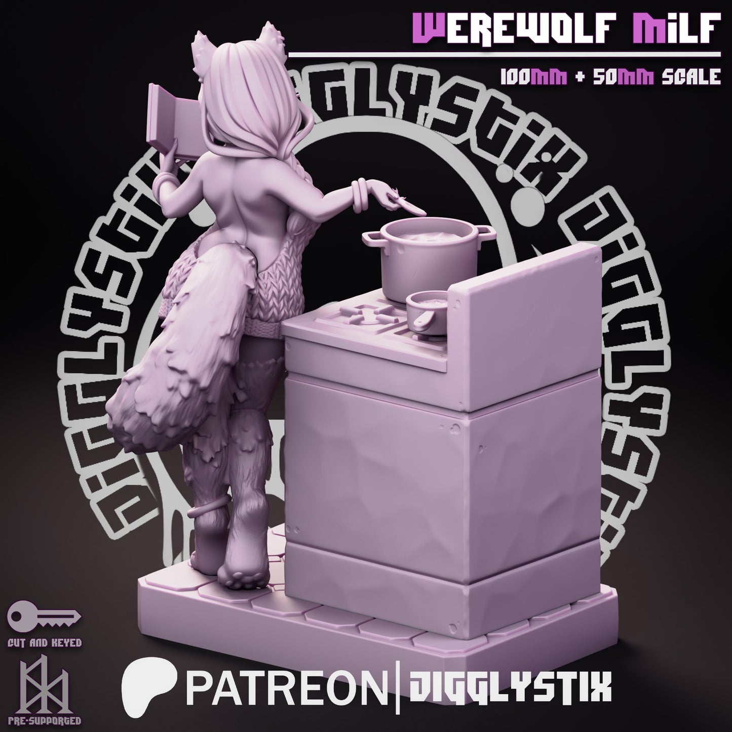 Werewolf Milf 3d Printed Model Kit TikTok Display