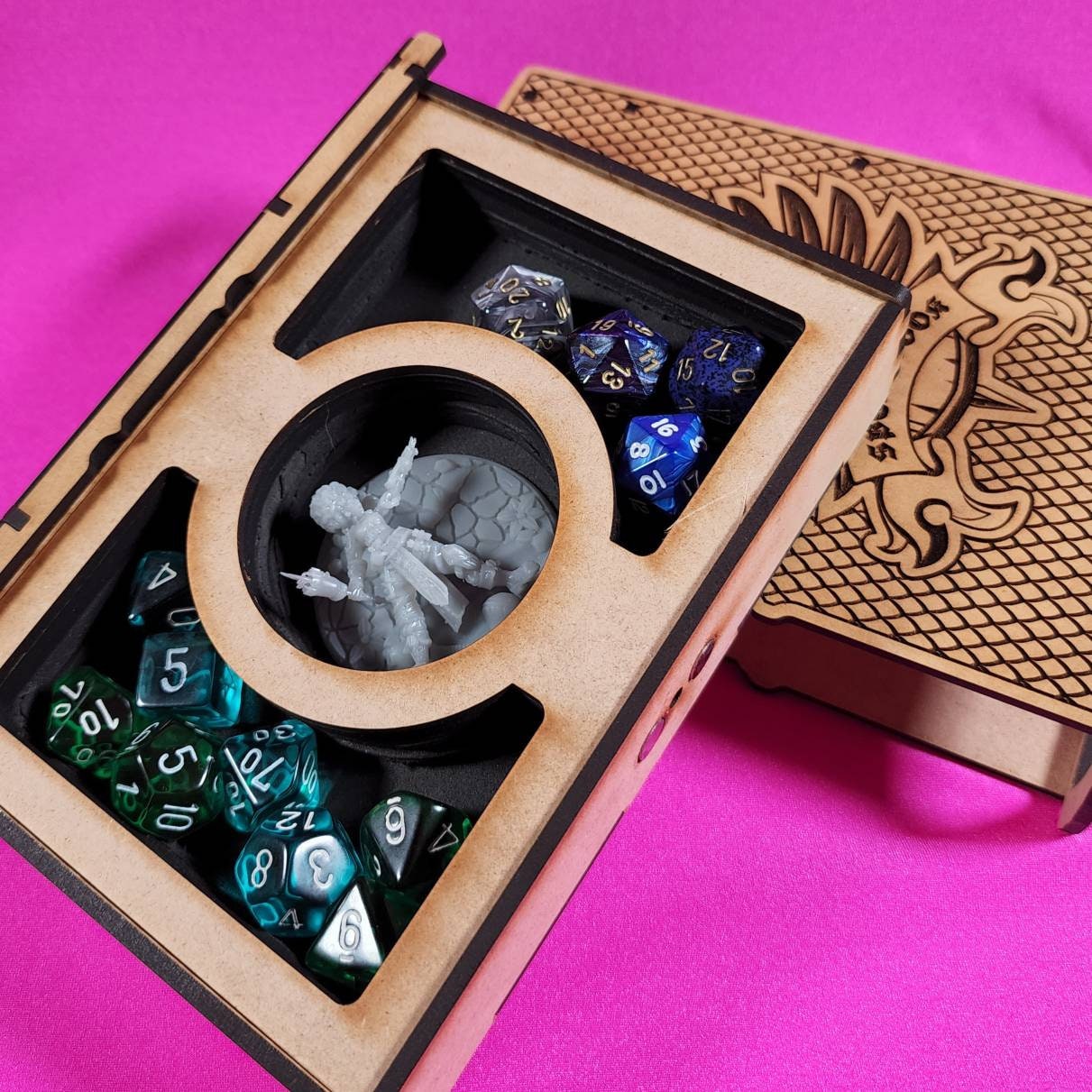 Spell Book Dice and Miniature Box Tabletop Storage