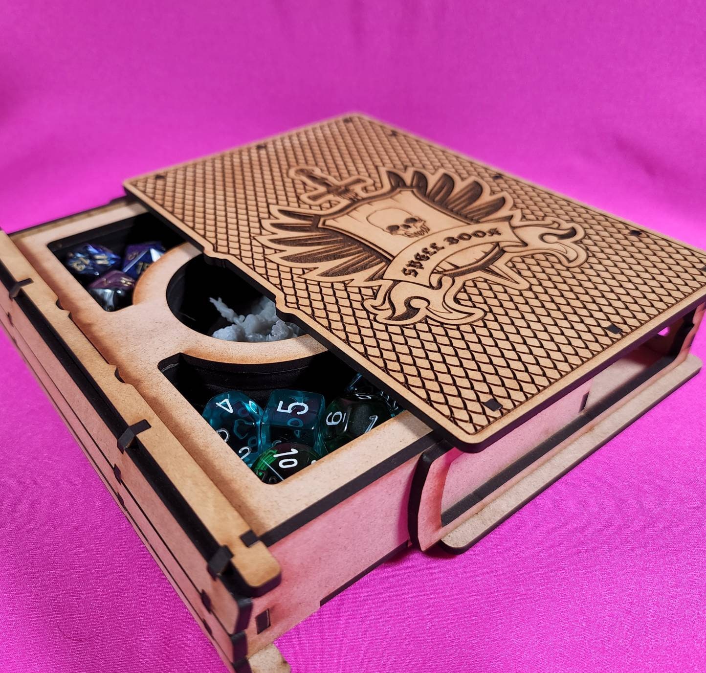 Spell Book Dice and Miniature Box Tabletop Storage