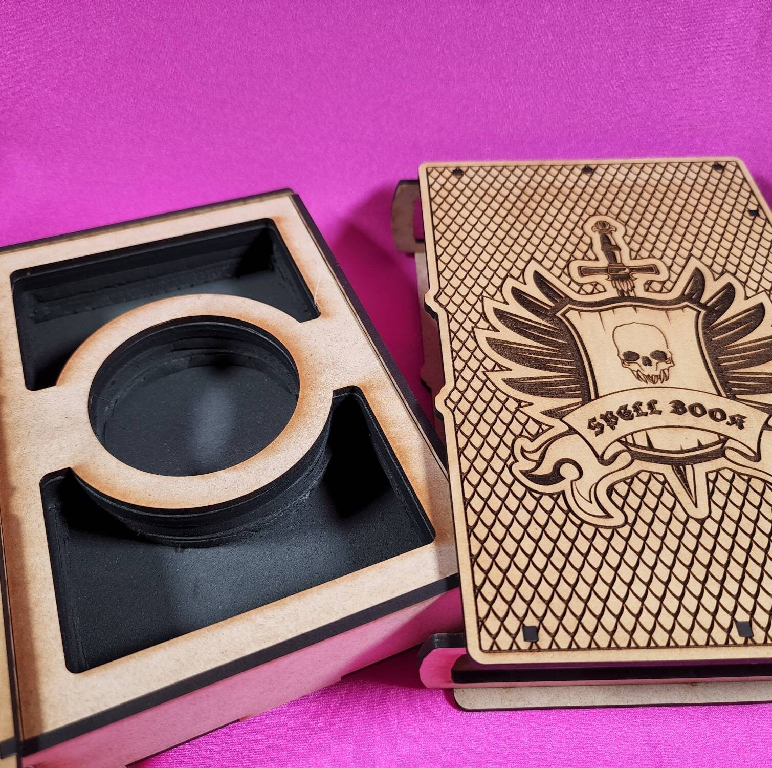 Spell Book Dice and Miniature Box Tabletop Storage