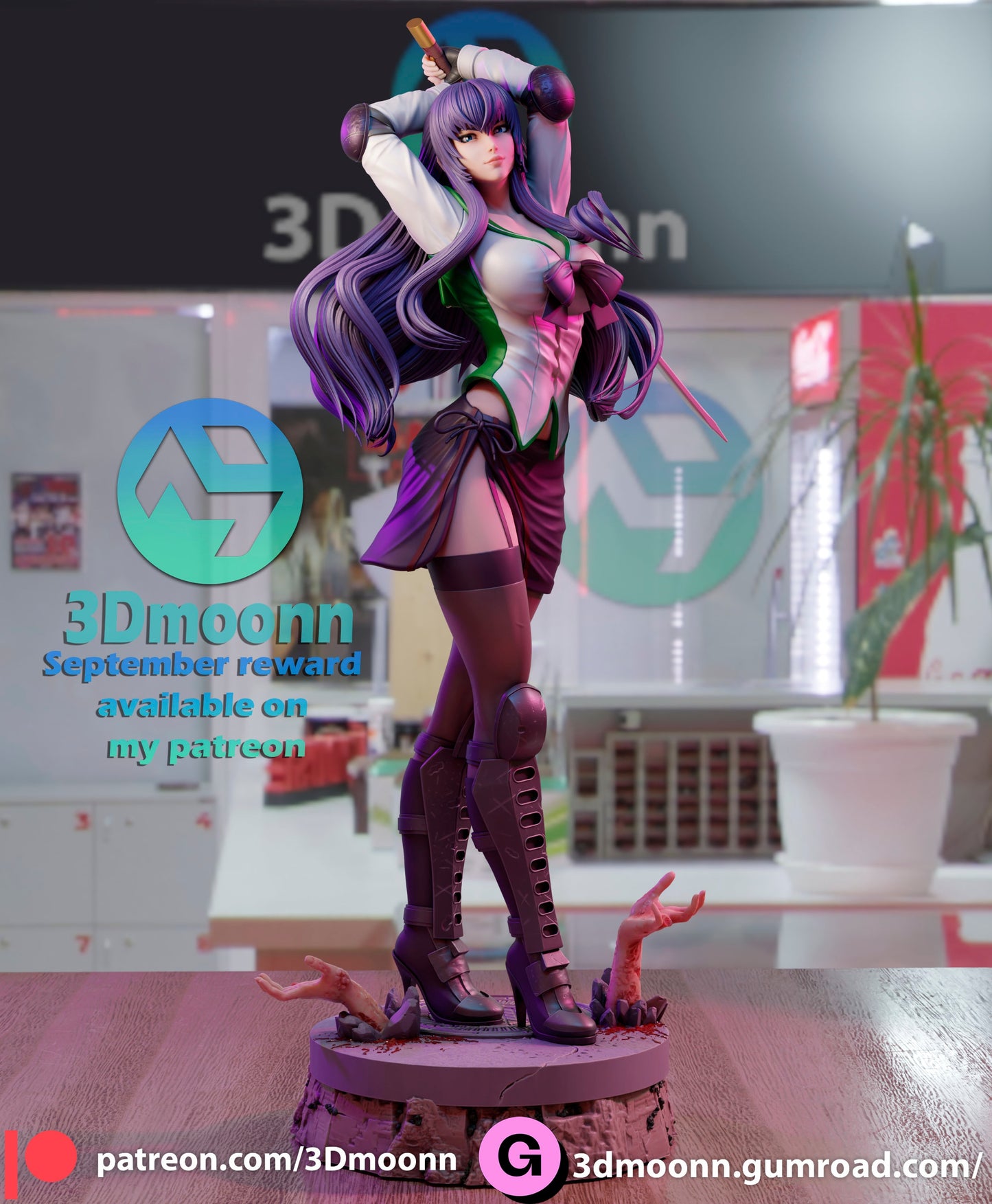 Schoolgirl Zombie Slayer 3d Printed Model Kit