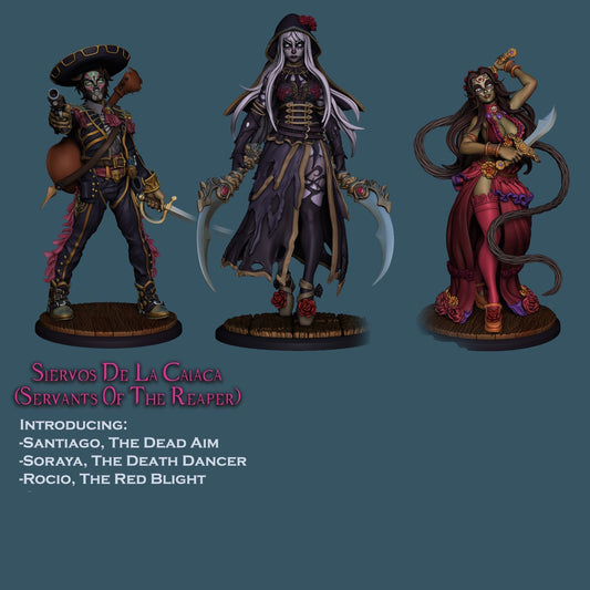 Dia de los Muertos 3d Printed Miniature Set 32mm
