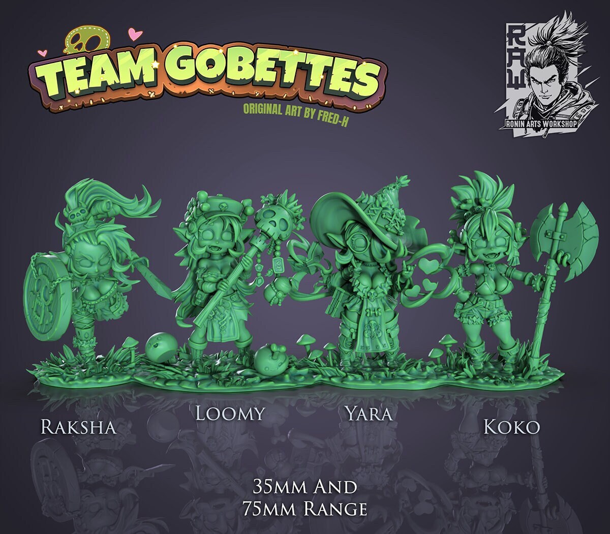 Goblin Girls Gobettes 3d Printed Miniatures 75mm