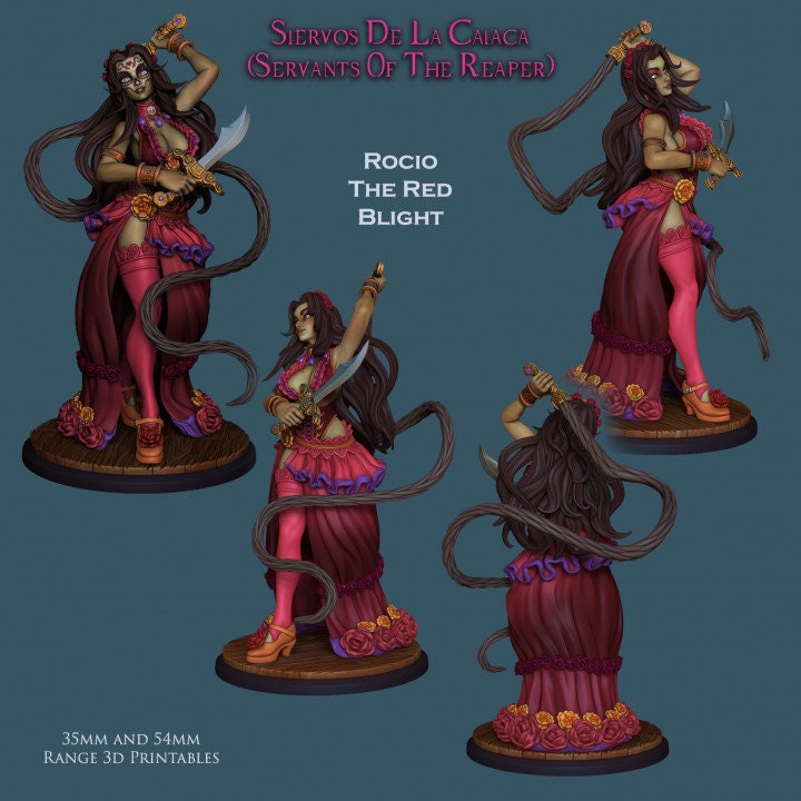 Dia de los Muertos 3d Printed Miniature Set 32mm