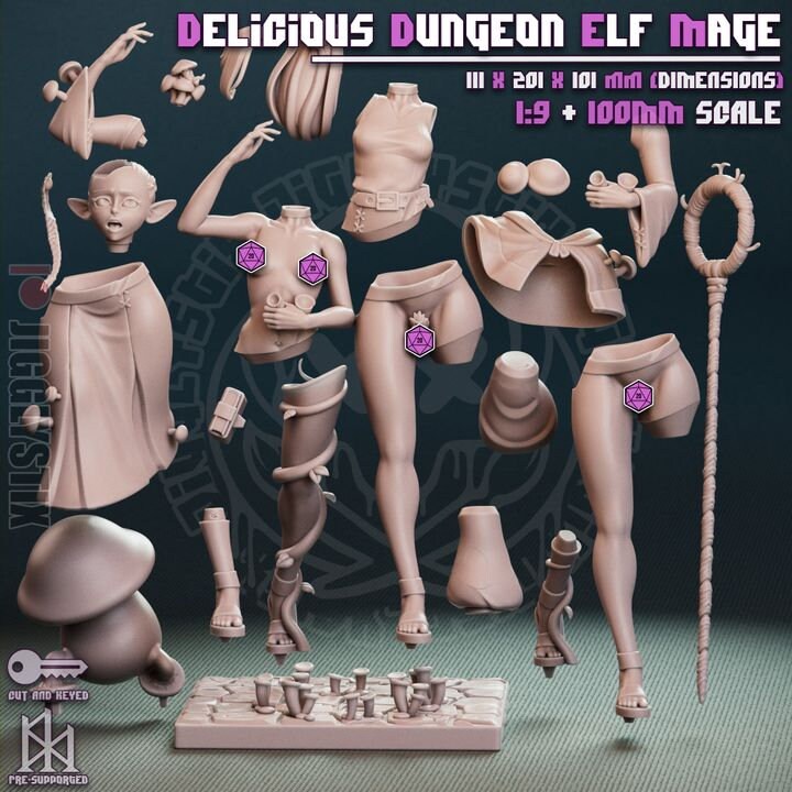 Dungeon Mushroom Elf 3d Printed Pinup Model Kit