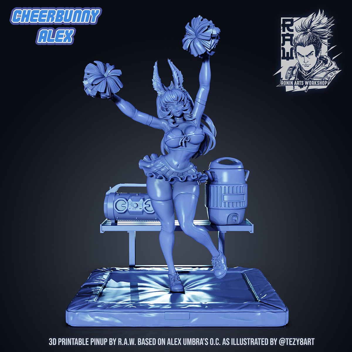 Cheer Bunny Pinup 3d Printed Model Kit