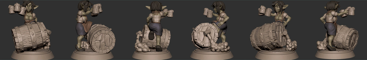 Goblin Girl Barmaid 3d Printed Miniature 54mm