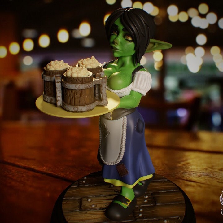 Goblin Girl Waitress 3d Printed Miniature 50mm