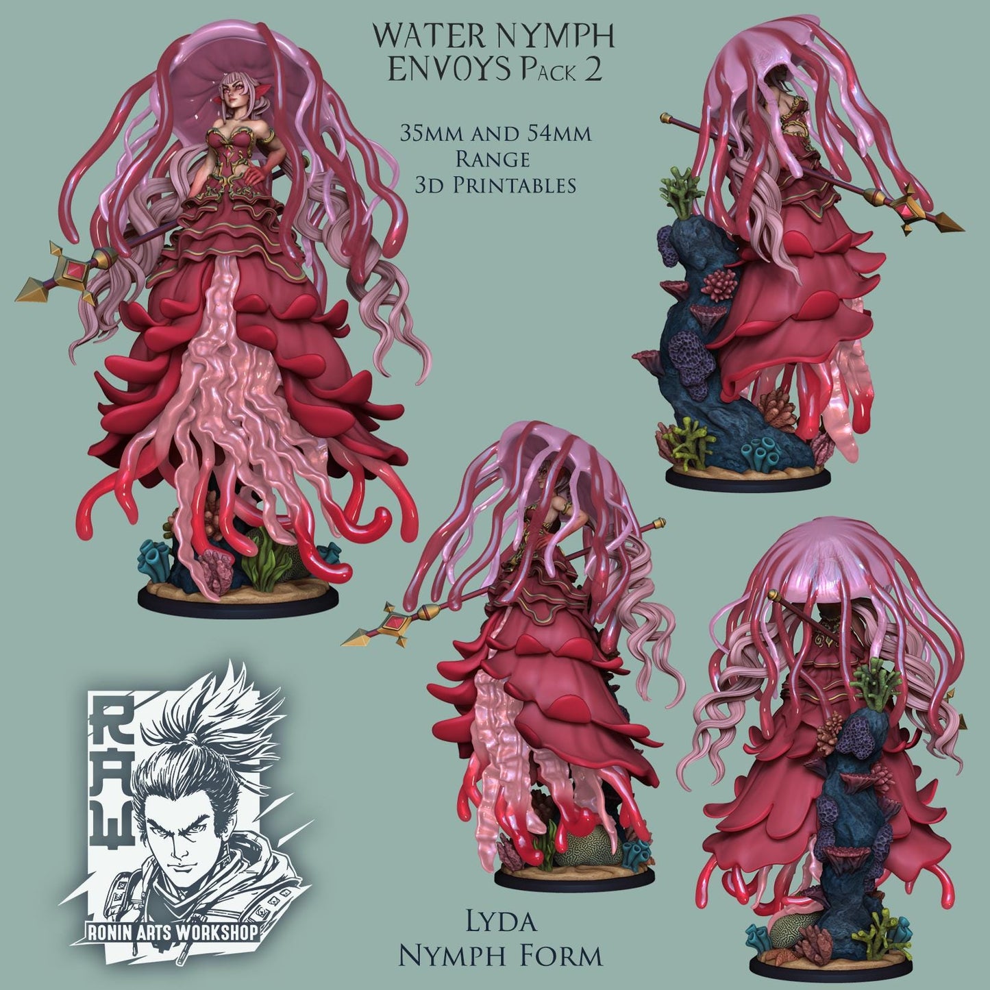 Mermaid Water Nymphs 3d Printed Miniatures 54mm