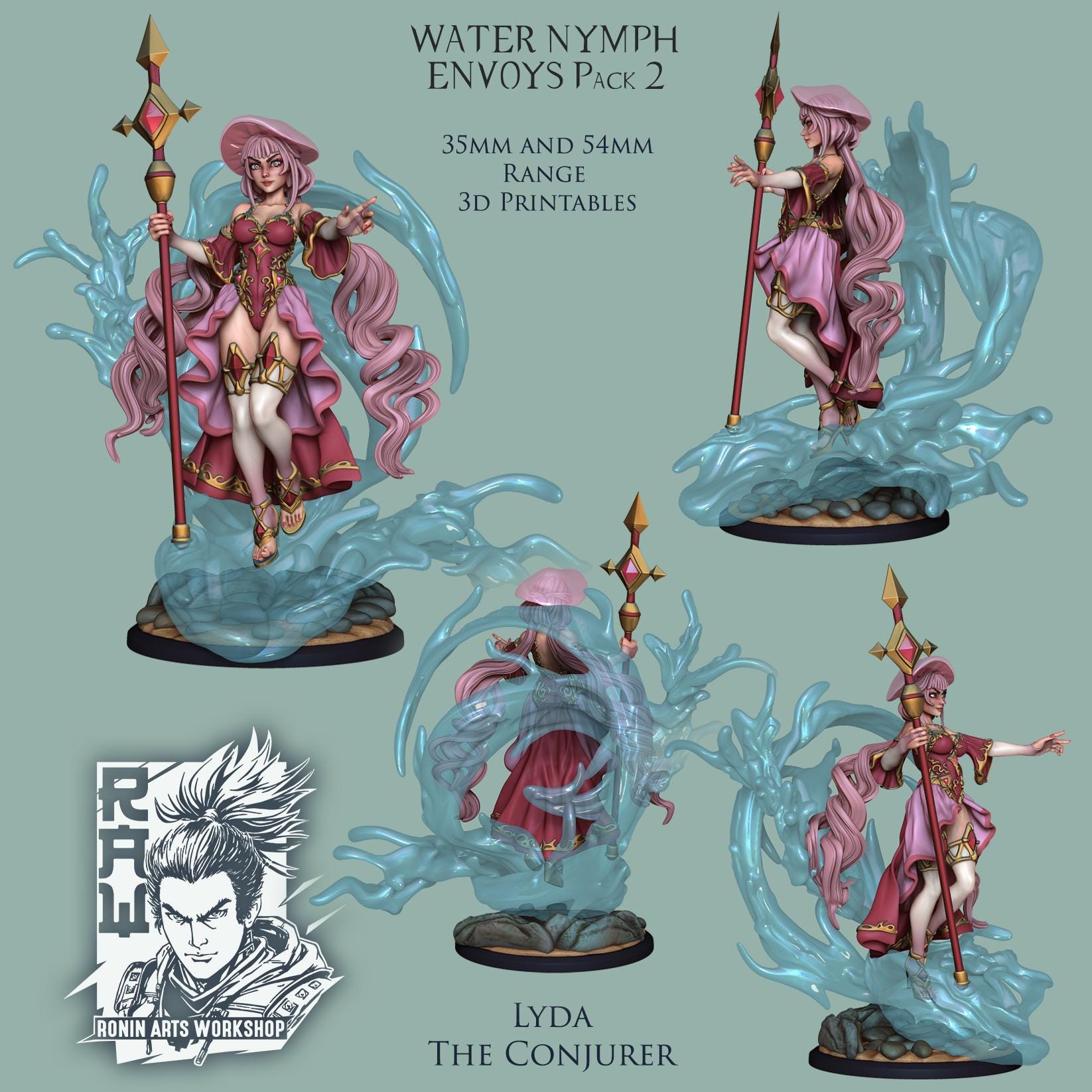 Mermaid Water Nymphs 3d Printed Miniatures 54mm