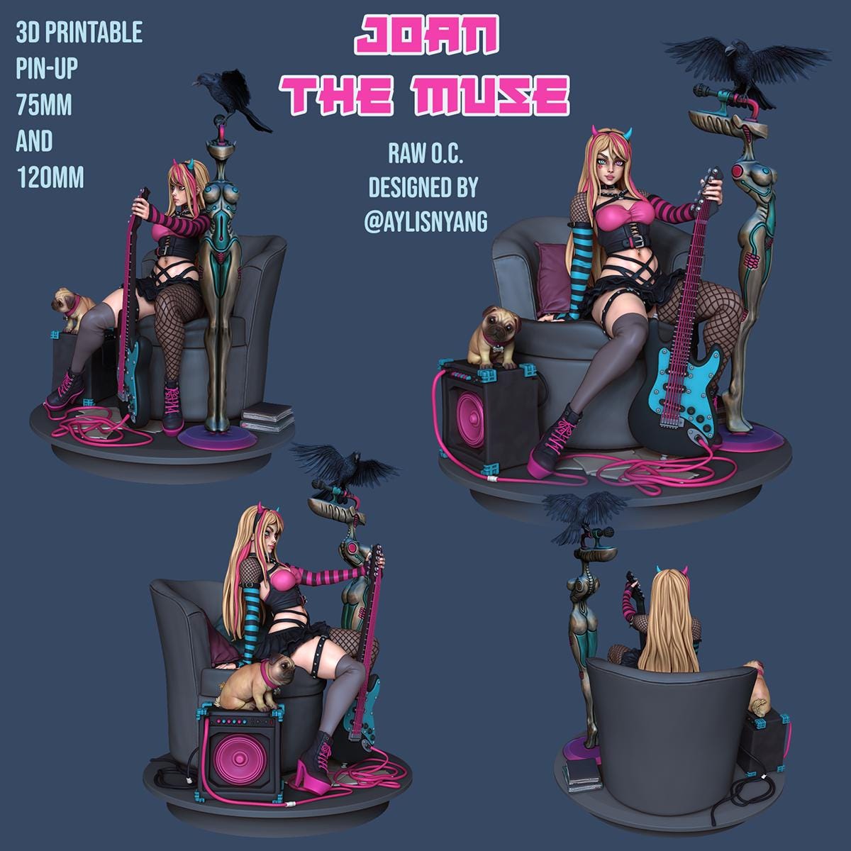 Joan Rocker Girl Pinup 3d Printed Model Kit