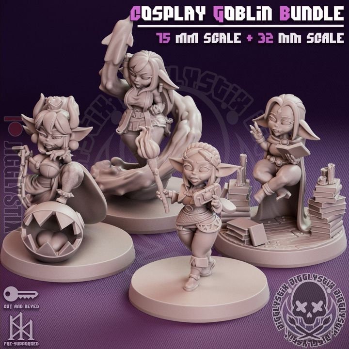 Goblin Girls Cosplayers 3d Printed Miniatures 75mm