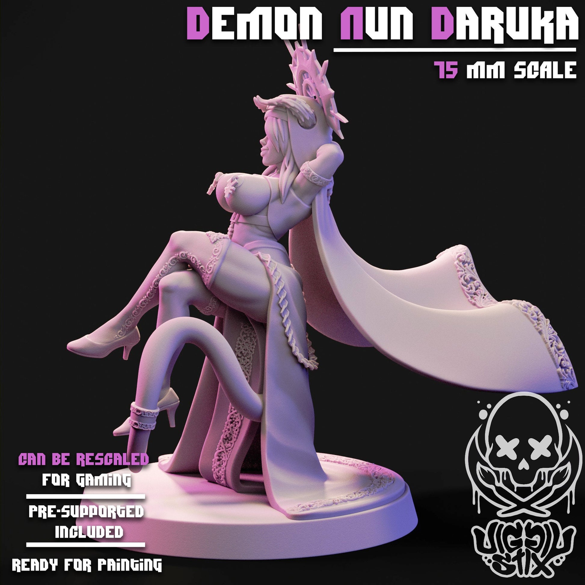 Demon Nuns 3d Printed Miniatures 75mm