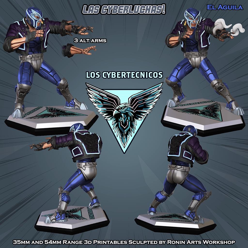 Cyber Luchadores 3d Printed Miniatures 54mm