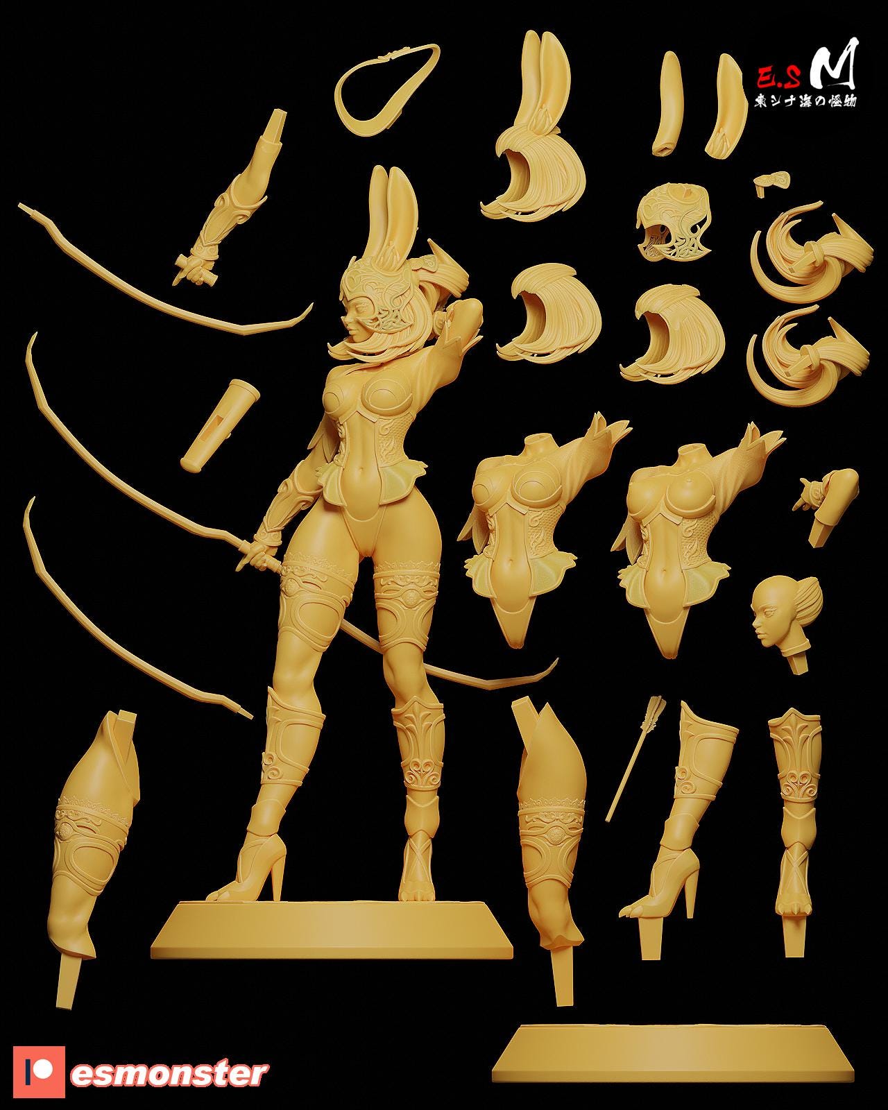 Bunny Sniper 3d Printed Model Kit