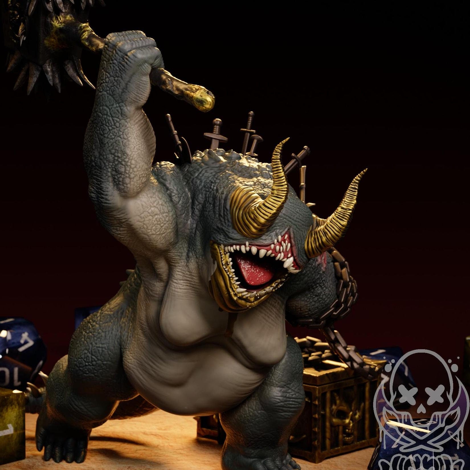 Gold Demon 3d Printed Miniature