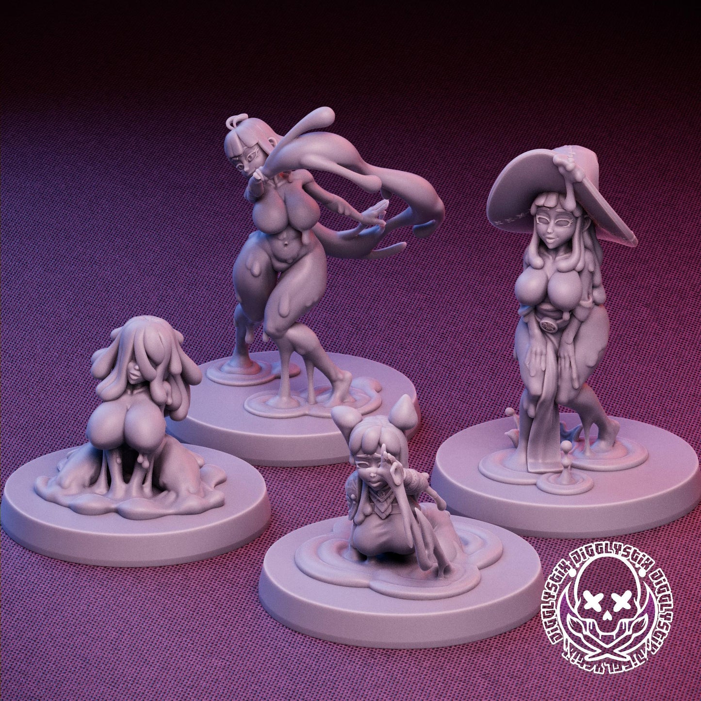 Slime Girls 3d Printed Miniatures 75mm