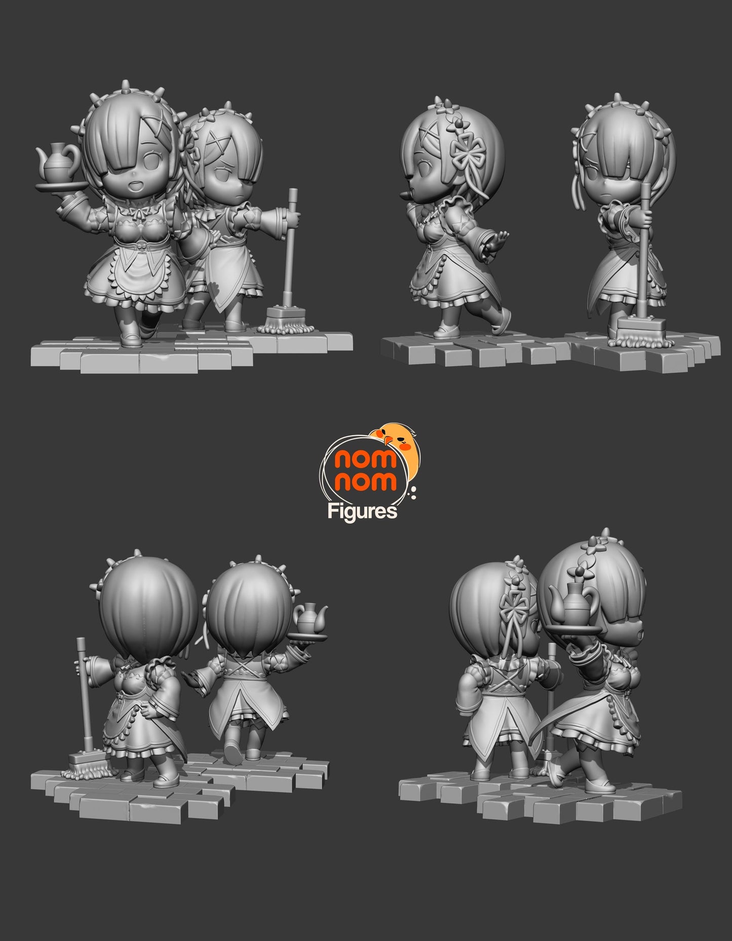 Maid Twins 3d Printed Miniature