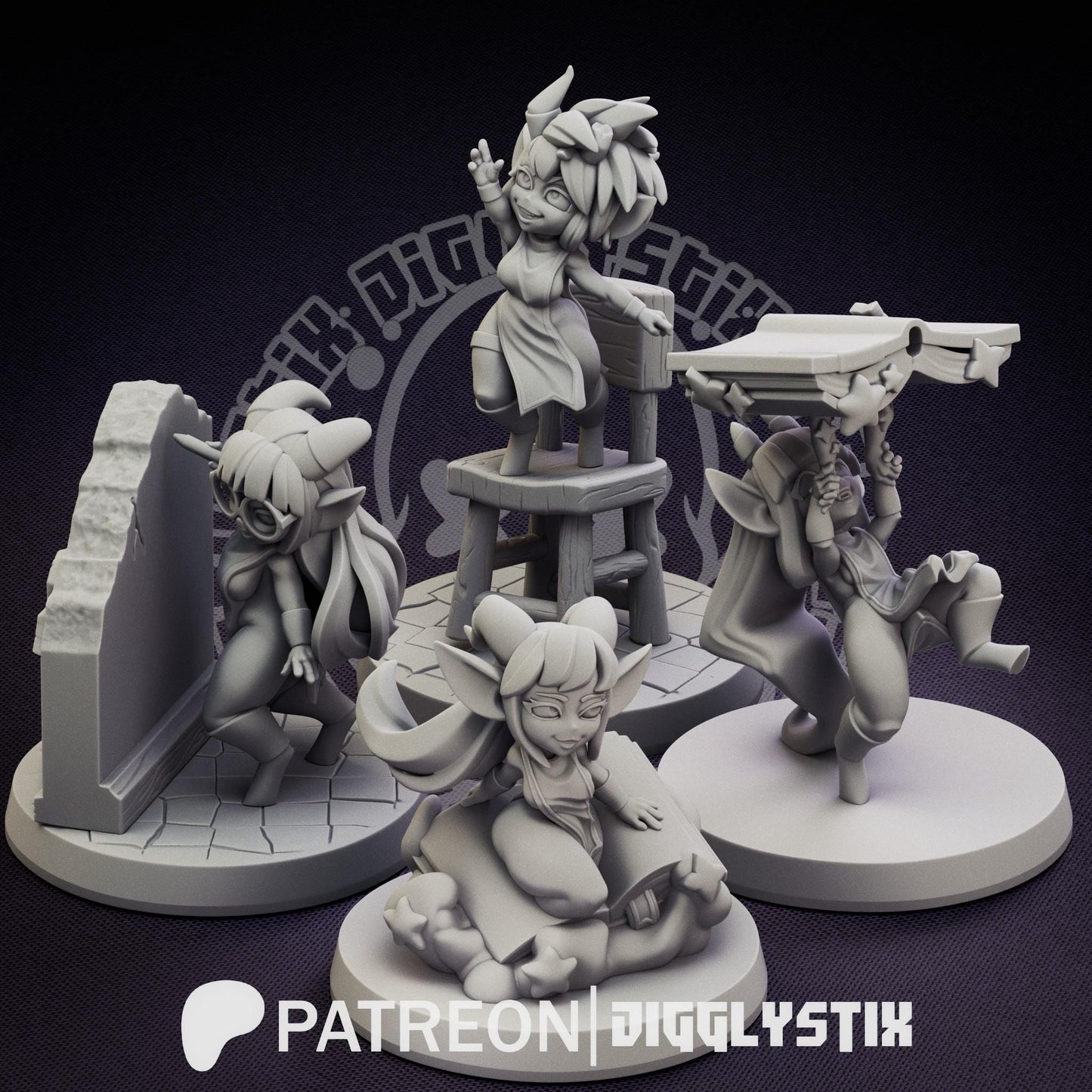 Imp Girls 3d Printed Miniatures 75mm