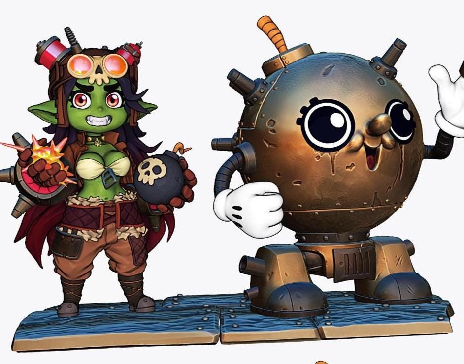 Goblin Girls Set Two 3d Printed Miniatures 75mm